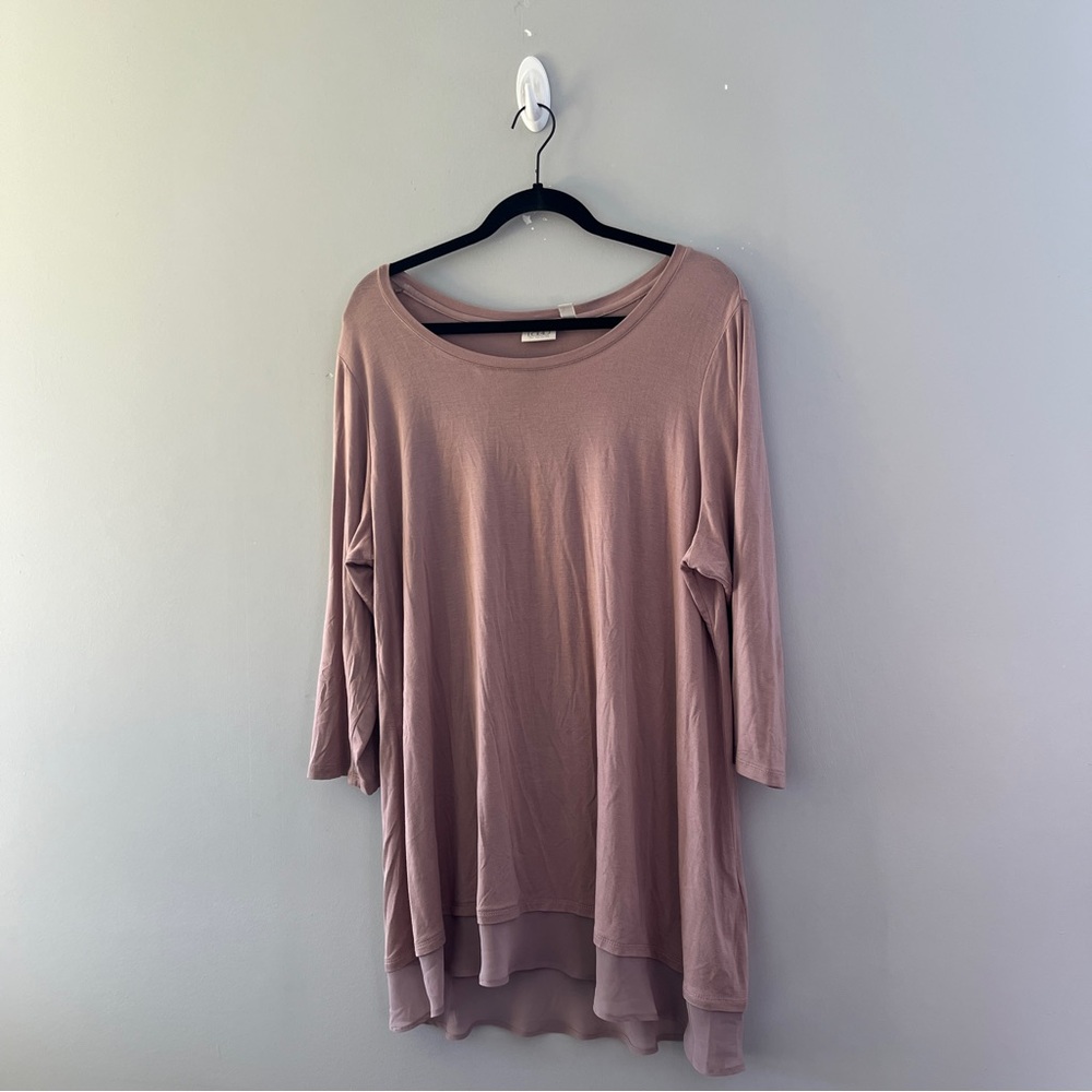 Logo Lori Goldstein Mauve 3/4 Sleeve Tunic Top Layered Career Plus Size 1X